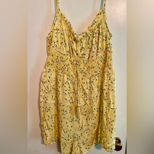 Yellow flower print romper